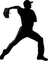 AI generated Silhouette Baseball Pitcher black color only full body vector