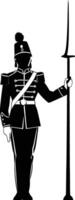 AI generated Silhouette drum major with mace in perform marching band leader vector