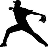 AI generated Silhouette Baseball Pitcher black color only full body vector