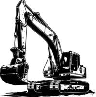 AI generated Silhouette Excavator heavy construction equipment black color only vector