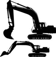 AI generated Silhouette Excavator heavy construction equipment black color only vector