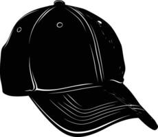 AI generated Silhouette baseball hat black color only vector