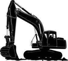 AI generated Silhouette Excavator heavy construction equipment black color only vector