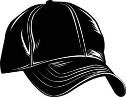 AI generated Silhouette baseball hat black color only vector