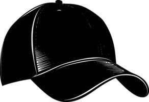 AI generated Silhouette baseball hat black color only vector