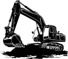 AI generated Silhouette Excavator heavy construction equipment black color only vector