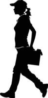 AI generated Silhouette delivery woman black color only full body vector