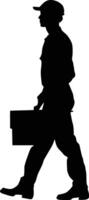 AI generated Silhouette delivery man black color only full body vector