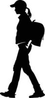 AI generated Silhouette delivery woman black color only full body vector