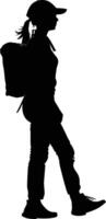 AI generated Silhouette delivery woman black color only full body vector