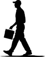 AI generated Silhouette delivery man black color only full body vector