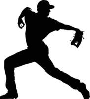 AI generated Silhouette Baseball Pitcher black color only full body vector