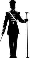 AI generated Silhouette drum major with mace in perform marching band leader vector