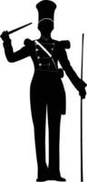 AI generated Silhouette drum major with mace in perform marching band leader vector