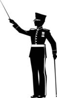 AI generated Silhouette drum major with mace in perform marching band leader vector