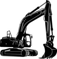 AI generated Silhouette Excavator heavy construction equipment black color only vector