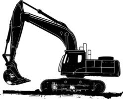 AI generated Silhouette Excavator heavy construction equipment black color only vector