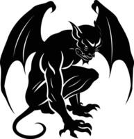 AI generated Silhouette Gargoyle Mythical Creature Monster in mmorpg game black color only vector