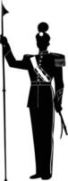 AI generated Silhouette drum major with mace in perform marching band leader vector