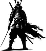 AI generated Silhouette Japanese Shogun Warrior black color only vector