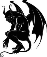 AI generated Silhouette Gargoyle Mythical Creature Monster in mmorpg game black color only vector