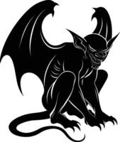 AI generated Silhouette Gargoyle Mythical Creature Monster in mmorpg game black color only vector