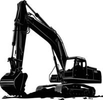 AI generated Silhouette Excavator heavy construction equipment black color only vector