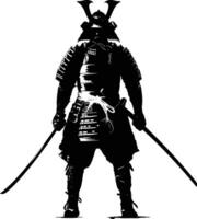 AI generated Silhouette Japanese Shogun Warrior black color only vector