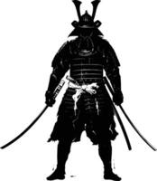 AI generated Silhouette Japanese Shogun Warrior black color only vector