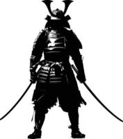 AI generated Silhouette Japanese Shogun Warrior black color only vector