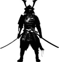 AI generated Silhouette Japanese Shogun Warrior black color only vector