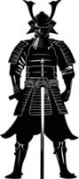 AI generated Silhouette Japanese Shogun Warrior black color only vector