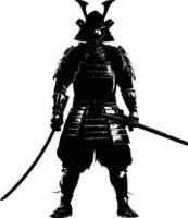 AI generated Silhouette Japanese Shogun Warrior black color only vector