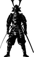 AI generated Silhouette Japanese Shogun Warrior black color only vector