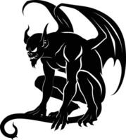 AI generated Silhouette Gargoyle Mythical Creature Monster in mmorpg game black color only vector