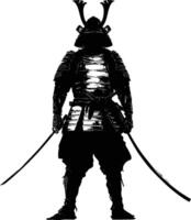 AI generated Silhouette Japanese Shogun Warrior black color only vector