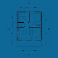 Architecture plan with furniture. home floor plan, isolated on blue background, stock illustration. vector eps 10.