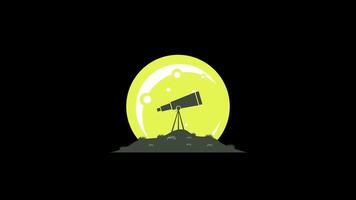 Astronomical telescope animation video in 4k. Video animation of the moon in a planetarium