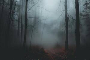 AI generated scary green dark forest nature professional photography photo