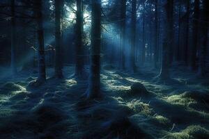 AI generated scary green dark forest nature professional photography photo