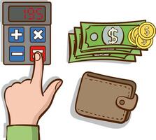 Accounting finance.Counting profit. Calculation money.write documents, statement of income. Vector illustration.