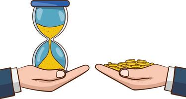 Vector illustration of money and time concept.time management illustration.