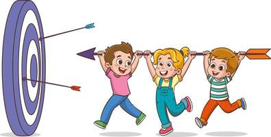 Concept of success goals for kids. Emphasizing the importance of teamwork.vector illustration. vector