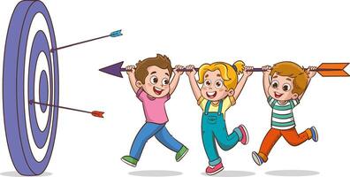 Concept of success goals for kids. Emphasizing the importance of teamwork.vector illustration. vector