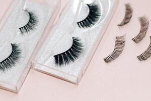 False decorative eyelashes on a white background. photo