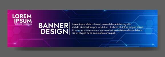 Gradient Digital technology banner. Futuristic banner for various design projects such as websites, presentations, print materials, social media posts vector