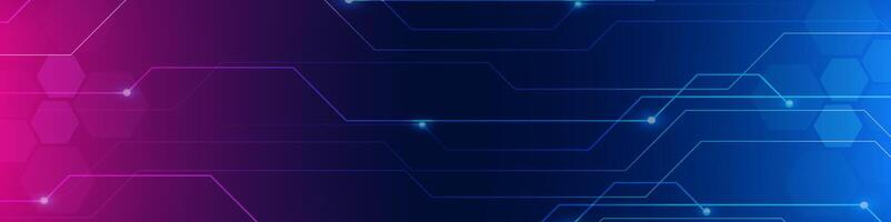 Gradient Digital technology banner. Futuristic banner for various design projects such as websites, presentations, print materials, social media posts vector