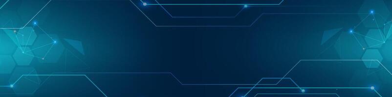 Gradient Dark Blue Digital technology banner. Futuristic banner for various design projects such as websites, presentations, print materials, vector