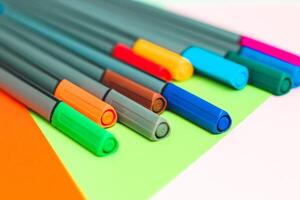 Multicolored stationery drawing liners for artists and creativity. photo