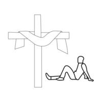 Jesus Christ sketch good Friday continuous single line outline vector art drawing and illustration